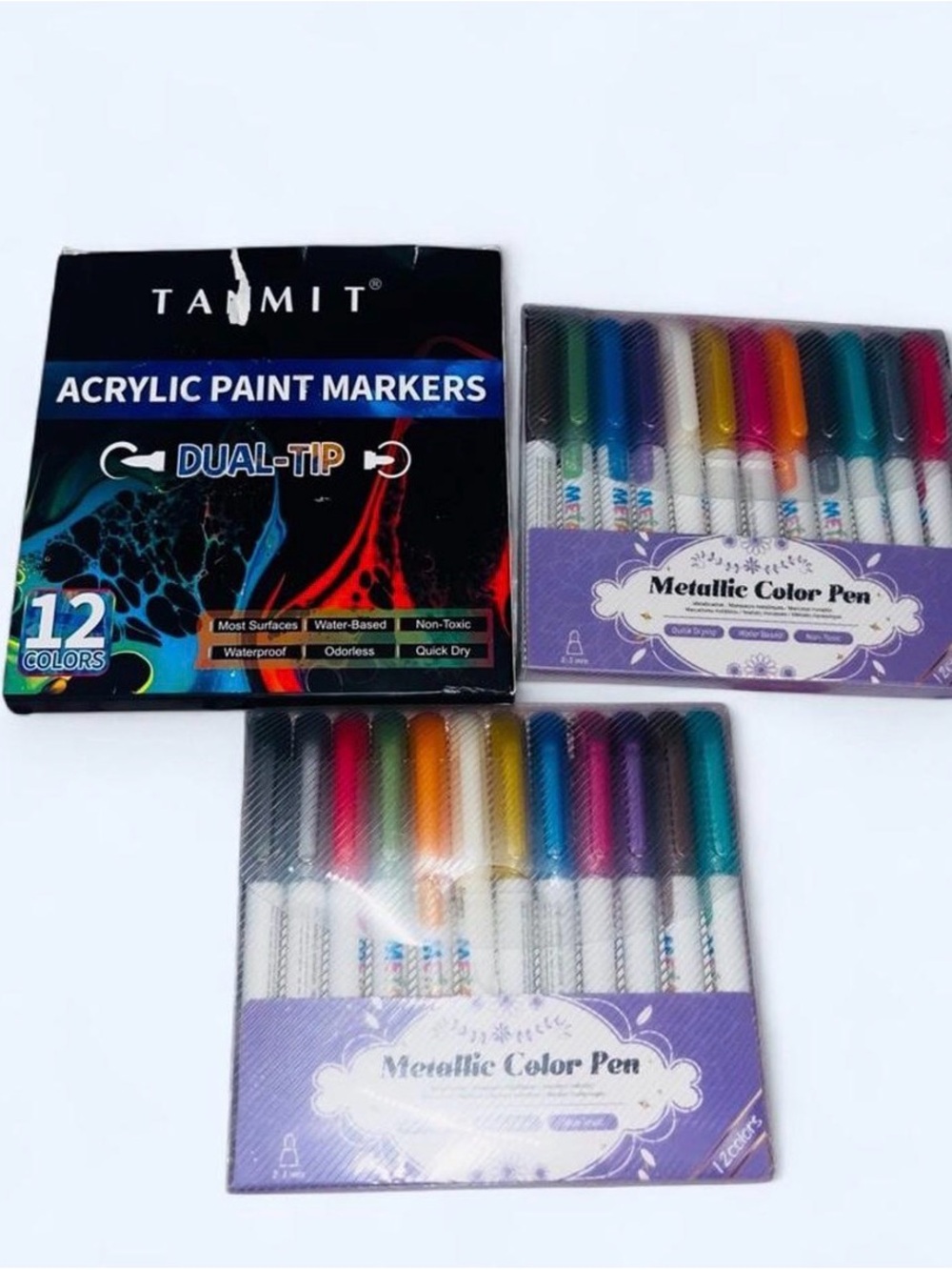 Tamit Acrylic Paint Markers Dual-Tip Set - Assorted Metallic Colors